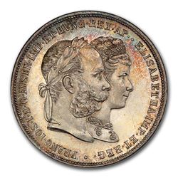 1879 Austria Silver 2 Florin Franz Joseph I MS-65 PCGS