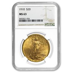 1910 $20 Saint-Gaudens Gold Double Eagle MS-63 NGC