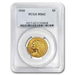 1910 $5 Indian Gold Half Eagle MS-62 PCGS