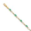 Image 1 : 14k Yellow Gold Open-Link Diamond/Emerald Bracelet - 7 in.