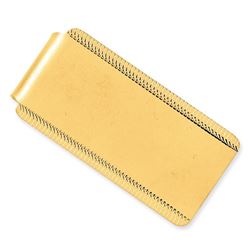 14k Gold Satin Polished Engraveable Edged Design Money Clip