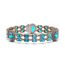13.55 ctw Blue Topaz & Diamond Bracelet 10K Yellow Gold