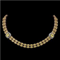 4.17 ctw Canary Citrine & Diamond Necklace 14K White Gold