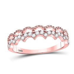 10kt White Gold Round Ruby Square Dot Stackable Band Ring 1/5 Cttw