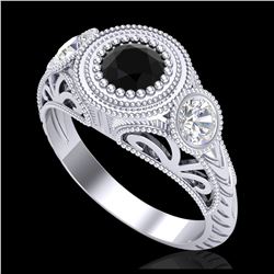 1.50 ctw VS/SI Diamond Solitaire Art Deco 3 Stone Ring 18K White Gold