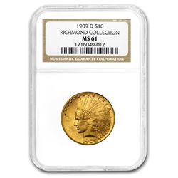 1909-D $10 Indian Gold Eagle MS-61 NGC