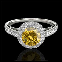 2.16 ctw Citrine & VS/SI Diamond Earrings Halo 18K White Gold