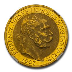 1907 Hungary Gold 100 Korona Franz Joseph I MS-61 NGC