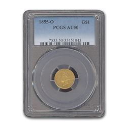1855-O $1 Indian Head Gold AU-50 PCGS