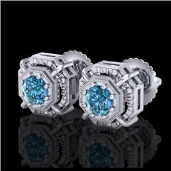 10.36 ctw Sky Blue Topaz & VS/SI Diamond Earrings 10K Yellow Gold