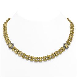 35.55 ctw Black & Diamond Necklace 18K Yellow Gold