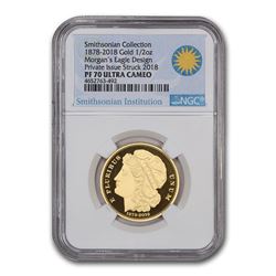 1/2 oz Gold Round - $50 Morgan's Eagle Design PF-70 UCAM