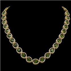 64.01 ctw Emerald & Diamond Halo Necklace 10K White Gold