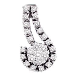 10kt White Gold Round Diamond Sea Horse Nautical Animal Pendant 1/20 Cttw