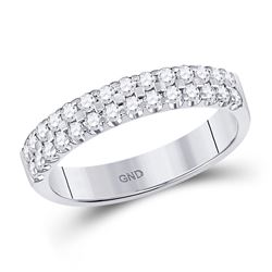 14kt White Gold His & Hers Round Diamond Matching Duo Wedding Band Set 1/4 Cttw
