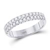 Image 1 : 14kt White Gold His & Hers Round Diamond Matching Duo Wedding Band Set 1/4 Cttw