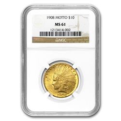 $10 Indian Gold Eagle MS-61 NGC (Random)