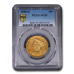 1848-O $10 Liberty Gold Eagle AU-53 PCGS