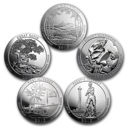 2013 5-Coin 5 oz Silver ATB Set (America the Beautiful)