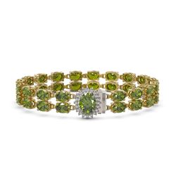 16.08 ctw Peridot & Diamond Halo Bracelet 10K Rose Gold