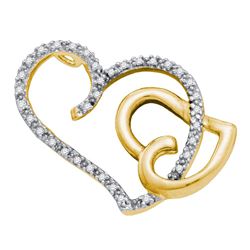 10kt White Gold Round Brown Diamond Teardrop Cluster Pendant 1/4 Cttw
