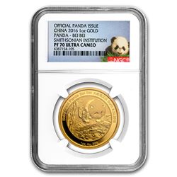 2016 China 1 oz Gold Panda Medal PF-70 NGC