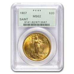 1907 $20 Saint-Gaudens Gold Double Eagle MS-62 PCGS