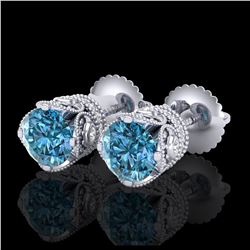 2 ctw Sky Blue Topaz & VS/SI Diamond Necklace 18K White Gold