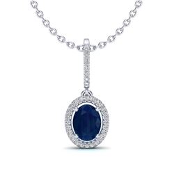 3 ctw Sapphire & VS/SI Diamond Halo Ring 18K Yellow Gold