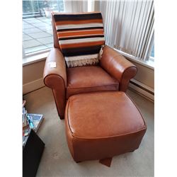 Ethan Allen Leather Chair & Footstool C