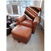 Image 9 : Ethan Allen Leather Chair & Footstool C