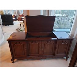 Vintage wood stero cabinet converted to a liquor cabinet C