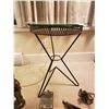 Image 9 : Small round glass topped metal base table & ornaments A