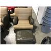 Image 2 : COMFY EASY CHAIR - NEUTRAL TONE WITH GOLD FLECKS WITH OTTOMAN. LEATHER AND FABRIC. THESE CHAIRS WERE