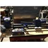 Image 1 : DRILL MASTER WOOD TURNING LATHE ON WHEELED METAL CART C/W CHISEL SET & INCOMPLETE CHUCK SET