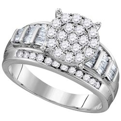 14kt White Gold Princess Diamond Bridal Wedding Engagement Ring Band Set 1-1/4 Cttw
