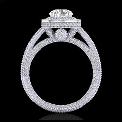 5.50 ctw Peridot & VS/SI Diamond Halo Earrings 18K White Gold