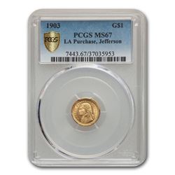 1903 Gold $1.00 Louisiana Purchase Jefferson MS-67 PCGS