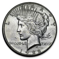 1922-S Peace Silver Dollars AU (20-Coin Roll)