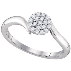 10kt White Gold Round Emerald Diamond Stackable Band Ring 1/20 Cttw
