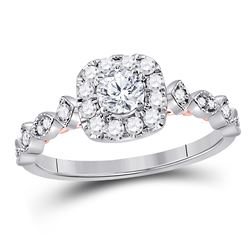 14kt White Gold Round Diamond Square Cluster Earrings 1/3 Cttw