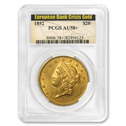 1852 $20 Liberty Gold Double Eagle AU-58+ PCGS