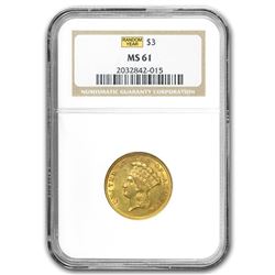 $3 Gold Princess MS-61 NGC/PCGS - Random Year