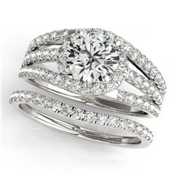 1.85 ctw VS/SI Diamond 2pc Wedding Set Halo 14K Yellow Gold