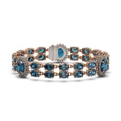 14.25 ctw Tanzanite & Diamond Halo Bracelet 10K White Gold