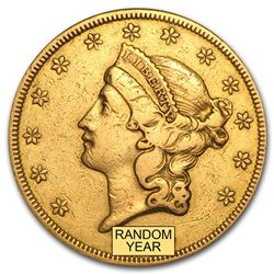 1850-1866 $20 Liberty Gold Double Eagle Type 1 (Cleaned)