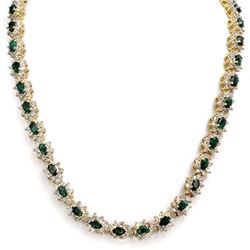 6.58 ctw Emerald & Diamond Necklace 14K Rose Gold