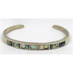 Vintage Navajo Sterling Inlay Abalone Bracelet