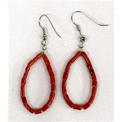 Native American Navajo Coral Bead Earrings