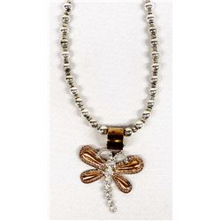 Navajo Sterling Copper Dragonfly Pendant Necklace